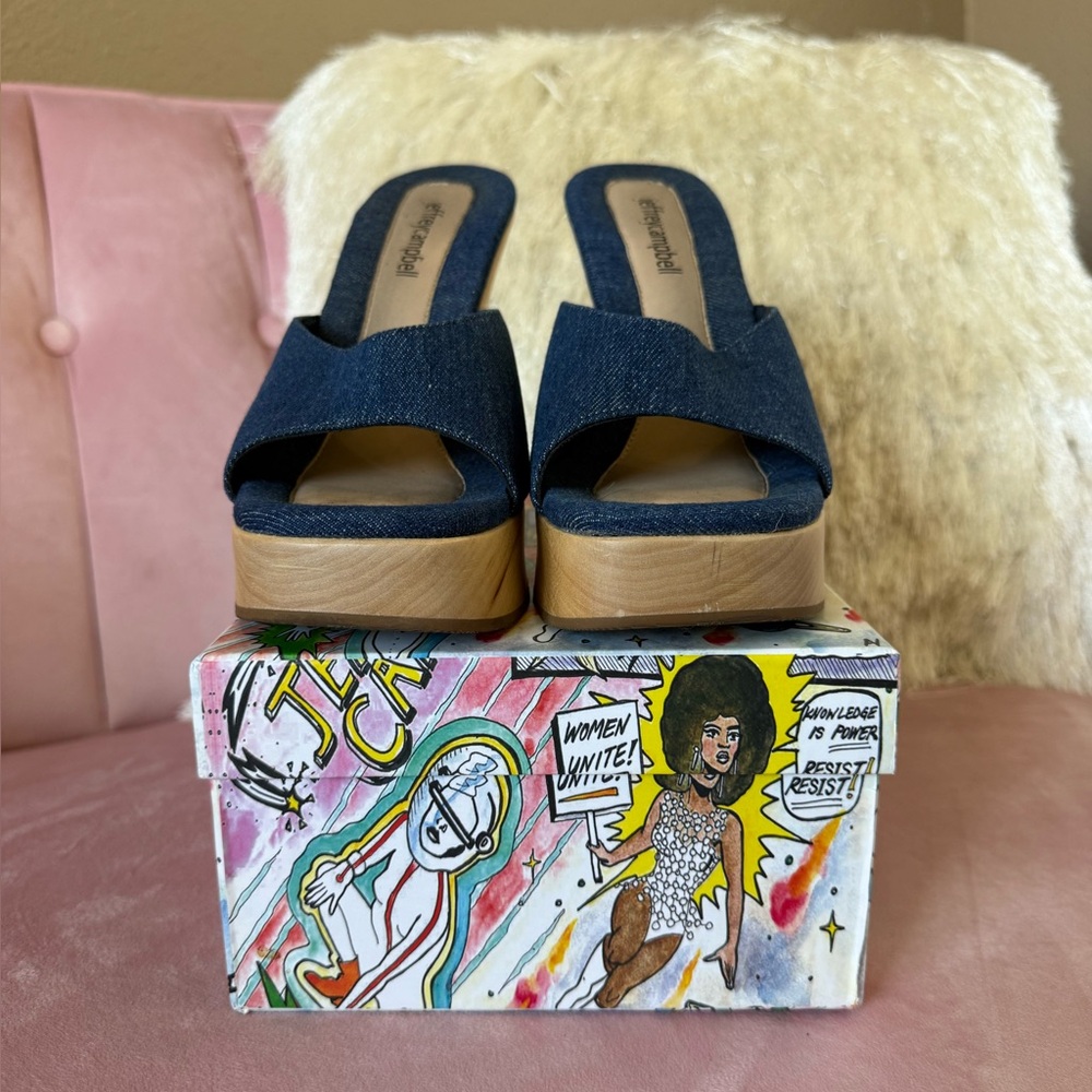 Jeffrey Campbell Denim Blue Platform Slide Heels worn once only! - Picture 3 of 10